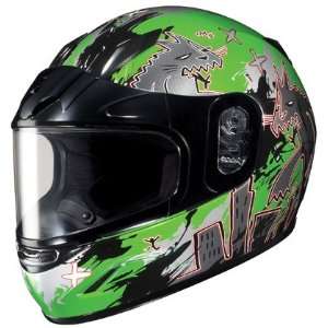    HJC CL Y Katzilla Youth Snowmobile Helmet Green MC4 Automotive