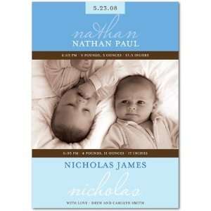 Twins Birth Announcements   Duotone Twins Blue By Hello Little One 
