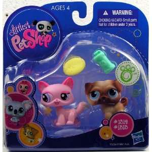  Littlest Pet Shop  Kitten (#1312) And Pug (#1313) With 
