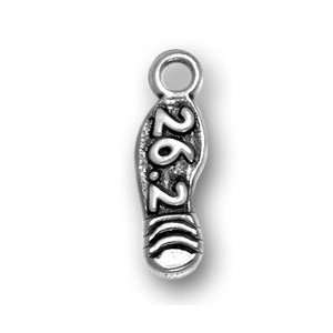  Sterling Silver Charm Pendant Marathon 26.2 Shoe Jewelry