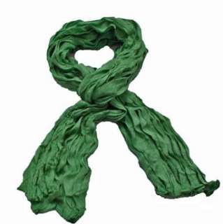  Green solid Crinkle Scarf Clothing