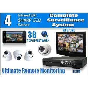 Evertech 4 Channel Complete Home Security Camera System Network Remote 