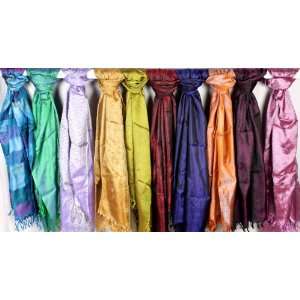  Lot of Ten Pure Silk Stoles with Tanchoi Weave   Pure Silk 