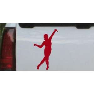 Dancer Silhouettes Car Window Wall Laptop Decal Sticker    Red 12in X 