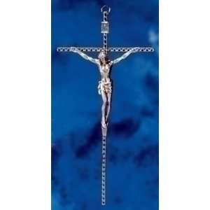 10 Hammered Silvertone Crucifix with Silvertone Corpus (Roman 1319 2)