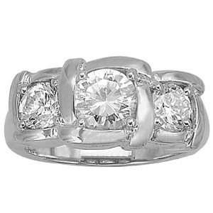  18K White Gold Three Stone Diamond Ring Jewelry