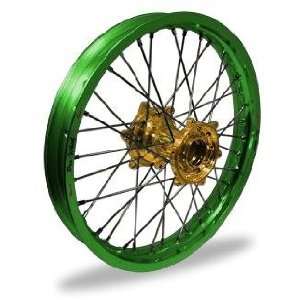 Pro Wheel Supermoto Rear Wheel Set   17x4.25   Green Rim/Gold Hub 27 