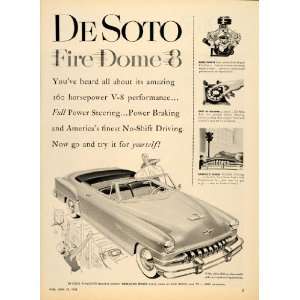  1952 Ad Plymouth De Soto Fire Dome 8 Power Brakes 