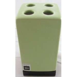  DIGS Solid Wood & Ceramic Toothbrush Holder   Green 