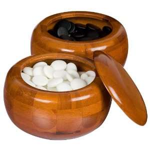  Yunzi Single Convex Stones w/ Bamboo Bowls for Go Game 