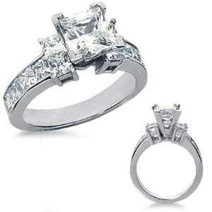  3.54 Ct.Princess Cut Diamond Engagement Ring with Side 