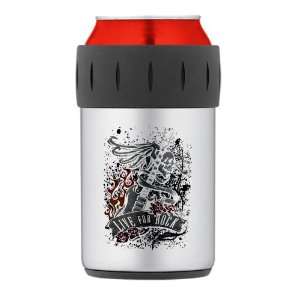  Thermos Can Cooler Koozie Live For Rock Guitar Skull Roses 