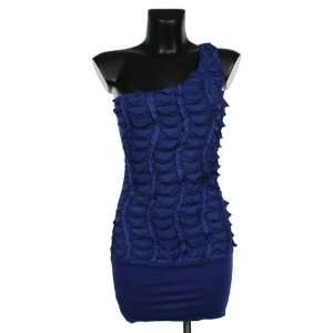 Royal Blue Form Fitting One Shoulder Dress with Shimmery 