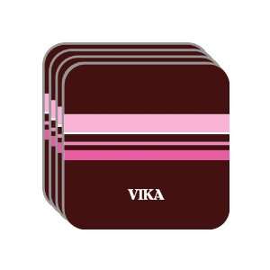 Personal Name Gift   VIKA Set of 4 Mini Mousepad Coasters (pink 