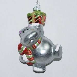  Celebrations By Radko 5in Hippo Glass Figural Ornament 