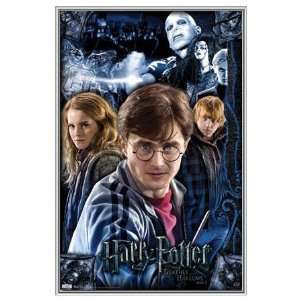Harry Potter and the Deathly Hallows Framed Poster   Quality Silver 