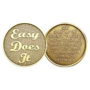 Easy Does It   Bronze AA ACA AL ANON Affirmation / Desire / Medallion 