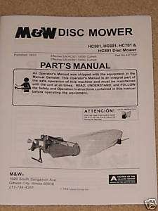 Disc Mower HC501 601 701 801 Illstrd Parts Manual  