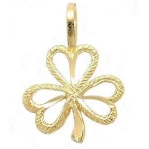  Three Leaf Clover Charm 14k Gold 17mm Jewelry