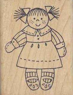 Azadi Earles Pigtail Girl / Doll Rubber Stamp  