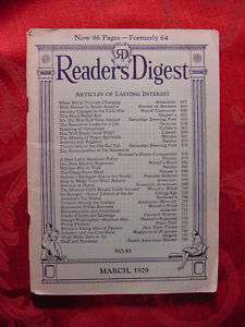 Readers Digest March 1929 Will Rogers Bruce Barton +++  