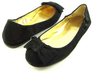 RALPH LAUREN EVELIA Black Suede Womens Shoes Flats 7.5  