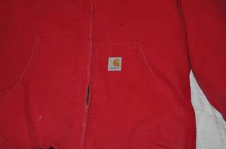 Carhartt Large Red Hoodie J131 workwear coat jacket USA  