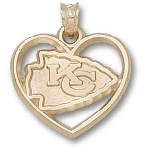 Kansas City Chiefs Logo Heart Pendant   Gold Plated Jewelry