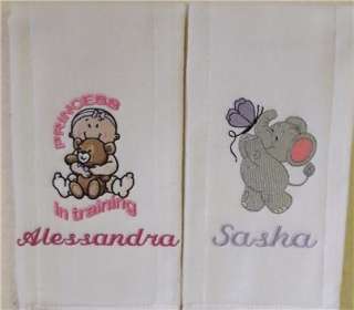 Set of 2 Personalized Baby Burp Cloths   Great Baby Shower Gifts 