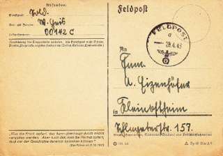 1943 WW2 GERMAN MILITARY FELDPOST POSTMARKED POSTCARD  