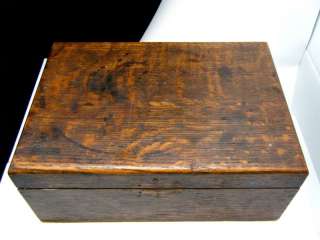 Antique Tiger Oak Dresser Box Metal Lined Missing Latch  