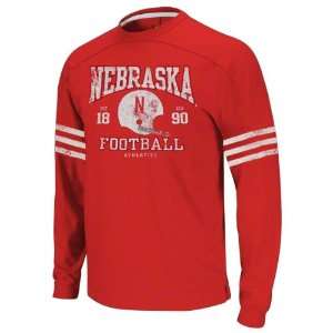   adidas Red Football Vintage Yoked Long Sleeve Crewneck Sweatshirt
