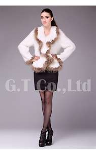 0442 New stytle rabbit fur Coat Jacket overcoat garment with raccoon 