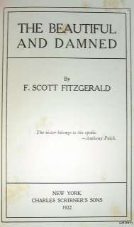 The Beautiful and Damned ~ F Scott Fitzgerald ~ 1st/1st ~ 1922 ~ Ships 