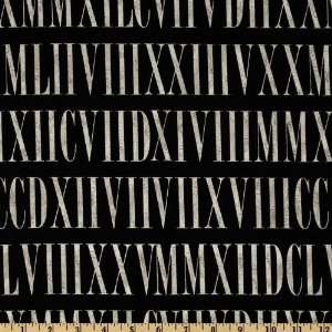  44 Wide Timeless Treasures Library Roman Numerals Black 