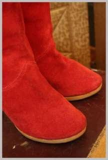 Vintage 70s 80s Red Suede High Heel DISCO Boots 6  