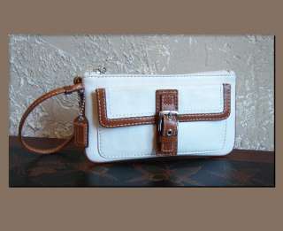 Small Ivory Leather Wristlet Handbag by COACH  