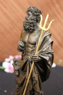 Greek Mythology God of Sea W/3 headed Dog Bronze Statue Underworld 