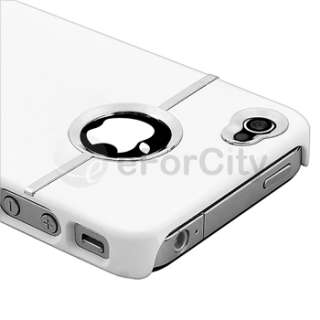 DELUXE WHITE CASE COVER W/CHROME FOR iPhone 4 4G NEW  