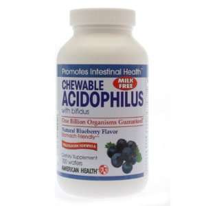 American Health   Chewable Acidophilus with Bifidus, Blueberry 100 