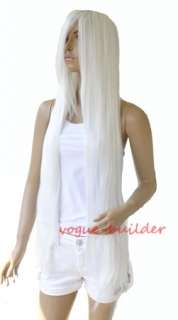   Temp 40 inch Long Bang Pure White Straight Cosplay Hair Wig  