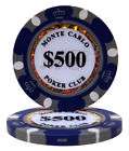100 $500 Monte Carlo Clay Poker Chips 14 Table Grams