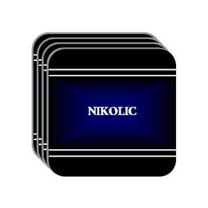 Personal Name Gift   NIKOLIC Set of 4 Mini Mousepad Coasters (black 