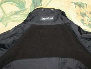 Mens Black ZEGNA SPORT Fleece Jacket Yellow Trim XL  