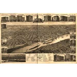  Historic Panoramic Map St. Paul, Minnesota 1883  state capital 