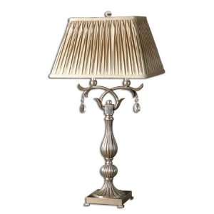  Floriane Table Lamp in Antiqued Silver with Crystal 