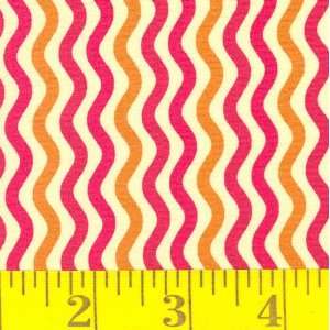  45 Wide Fun Time Wave Red/ Orange Fabric By The Yard 