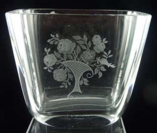 Vintage Orrefors Etched Crystal Vase Maleras Flowers In Vase Design 