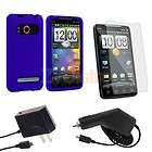 Blue Silicone Case Cover+2X Charger+Privacy LCD For Sprint HTC EVO 4G 