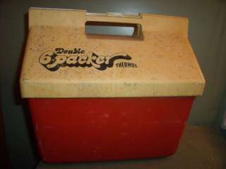 VINTAGE DOUBLE 6 PACK COOLER BY THERMOS HOLDS 12 CANS  